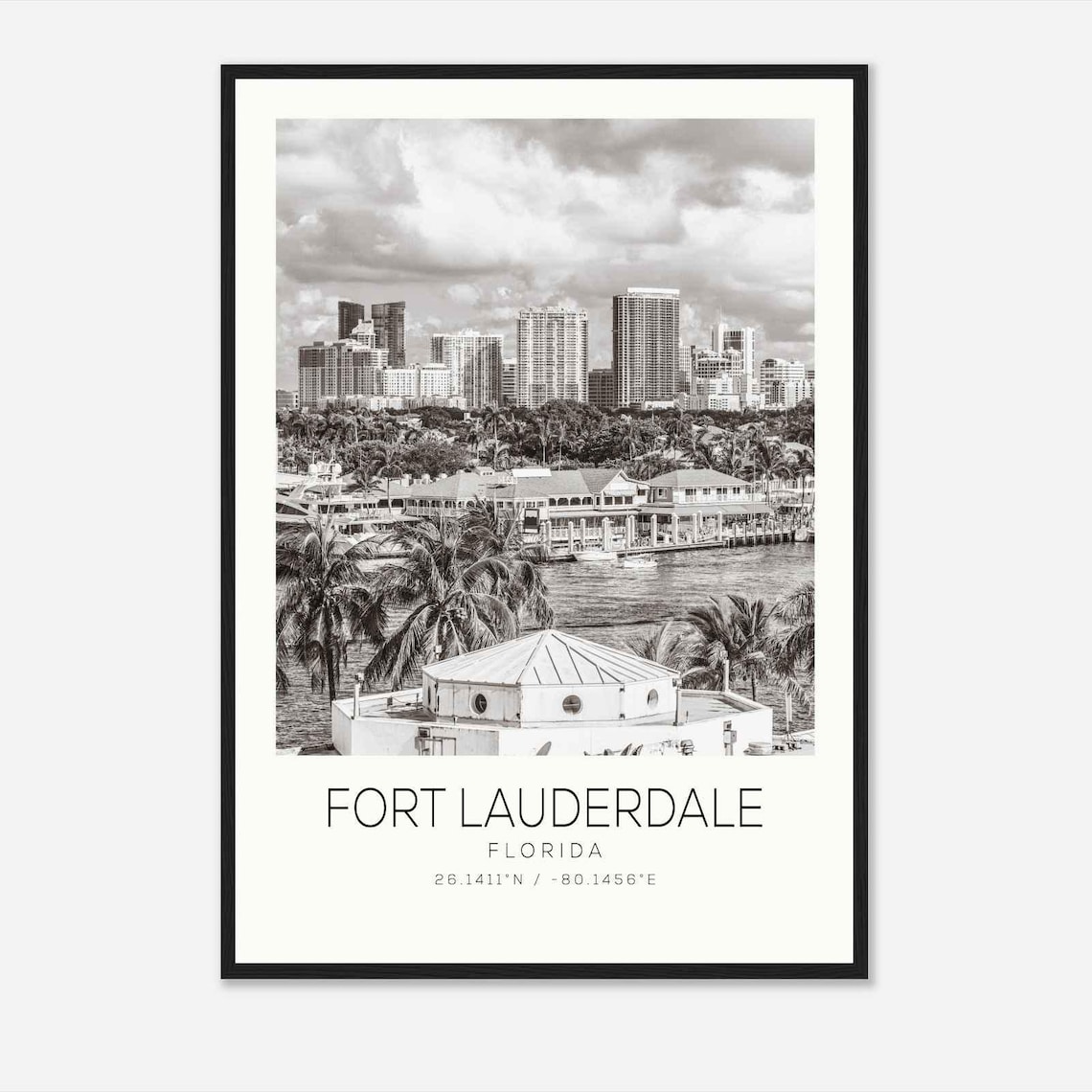 Fort Lauderdale Florida Photo Travel Poster Fort Lauderdale Travel Print Minimalist Travel Print Ds3