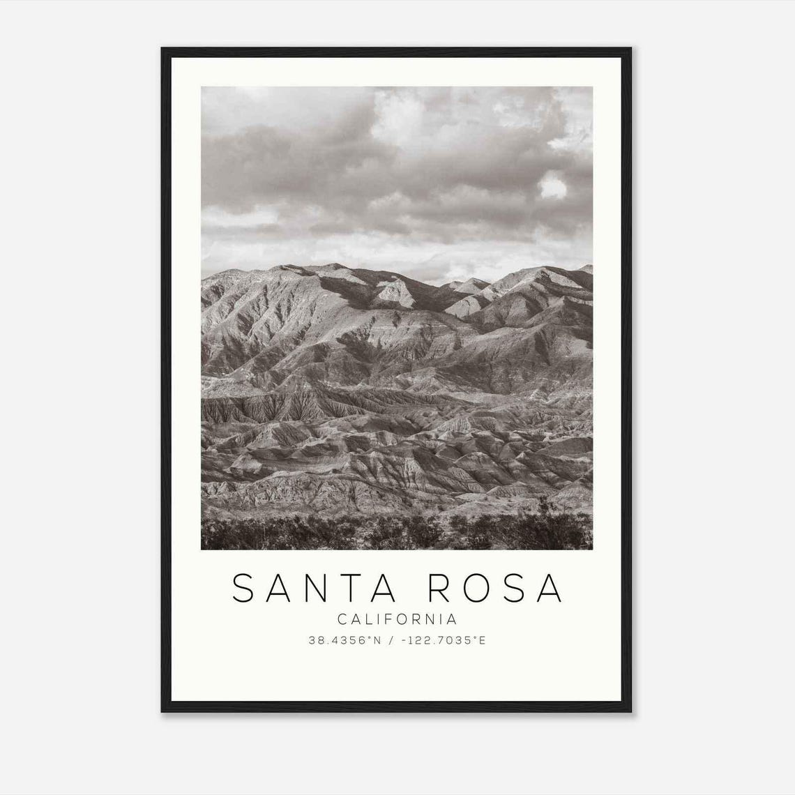 Santa Rosa California Desert Mountain Range Minimalist Photo Poster