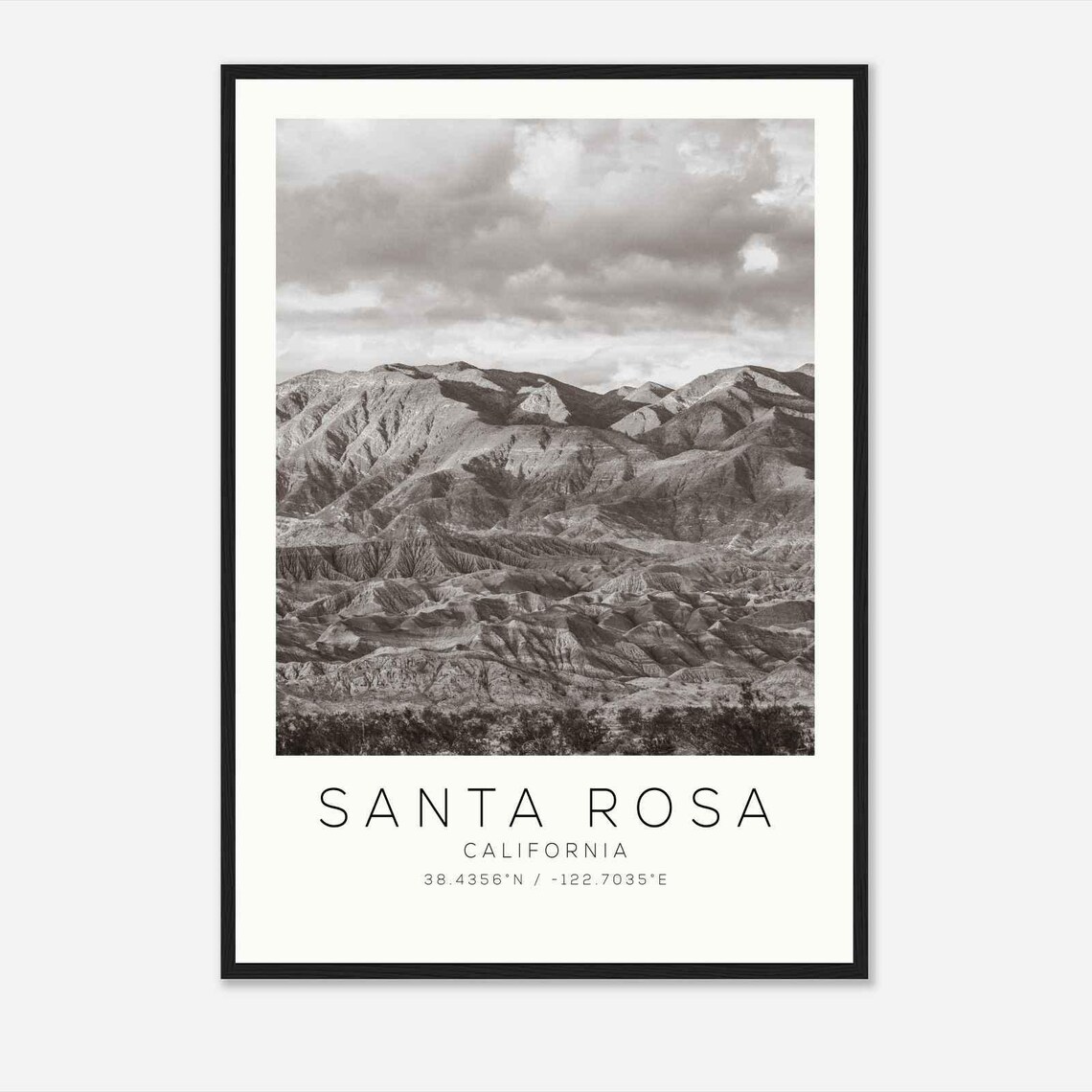 Santa Rosa California Photo Travel Poster Santa Rosa Travel Print Minimalist Travel Print Ds1