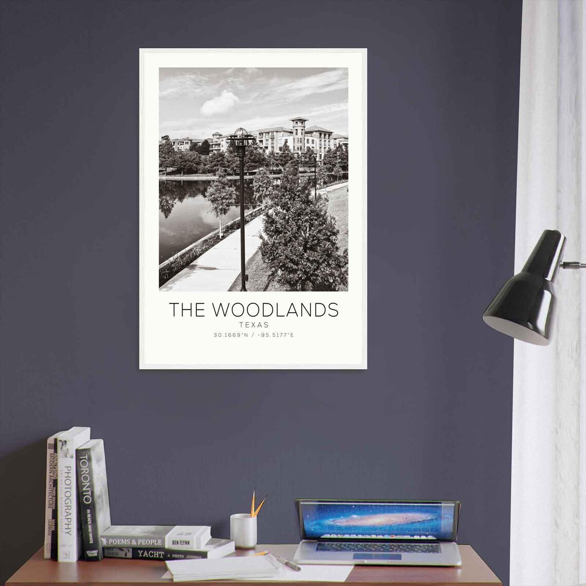 The Woodlands Texas Waterfront Lake Walk Minimalist Photo Poster - Image 3