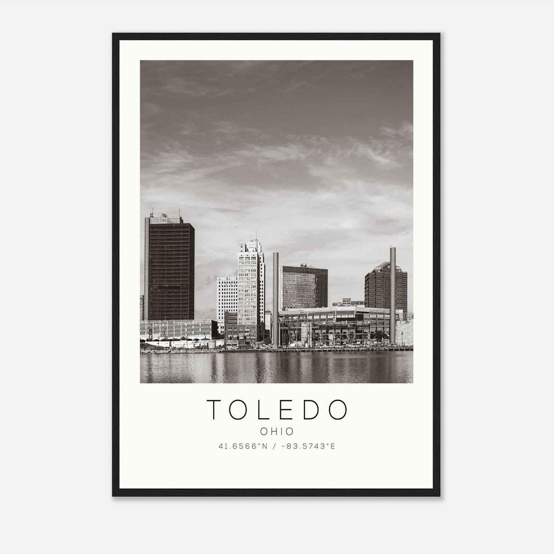 Toledo Ohio Downtown Skyline River View Minimalist Photo Poster