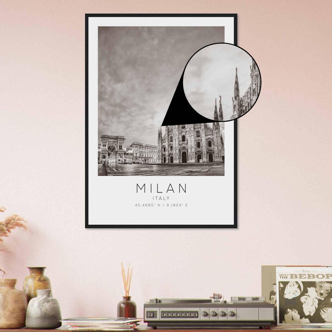 Milan Italy Duomo Cathedral Facade Black and White Photo Poster - Image 4