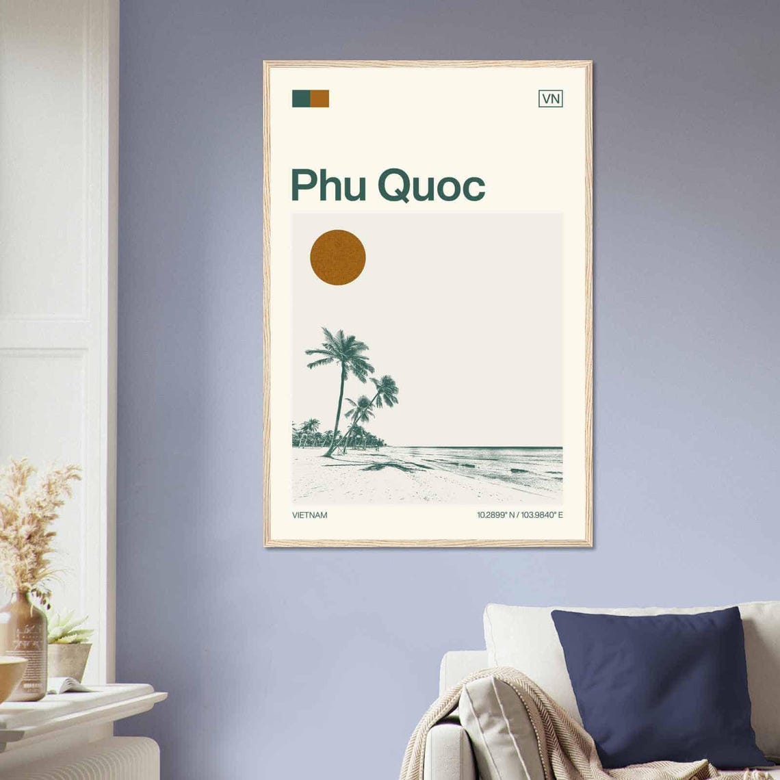 Phu Quoc Vietnam Palm Beach Island Coast Minimalist Travel Poster - Image 2
