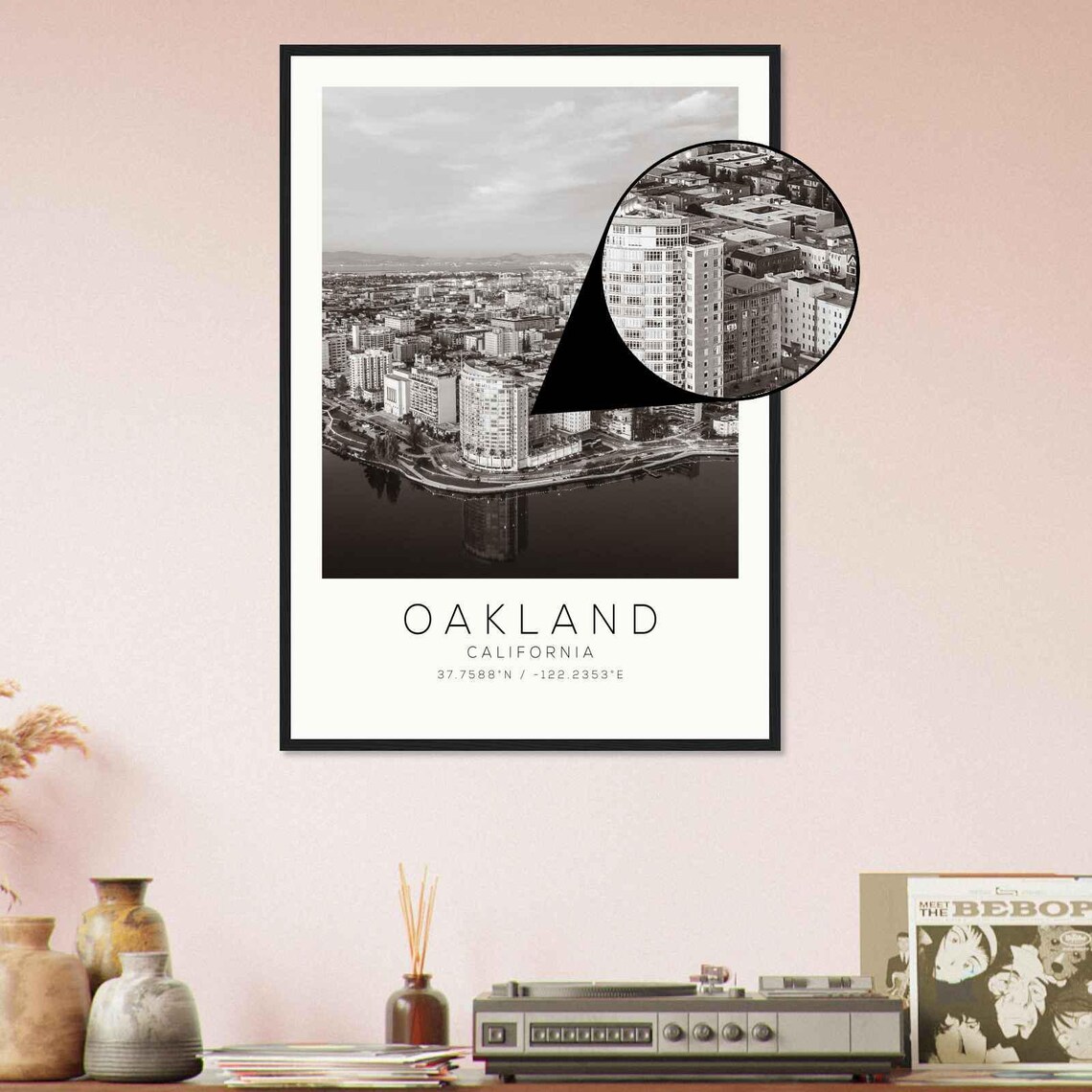 Oakland California Downtown Skyline Aerial Minimalist Travel Poster - Image 4