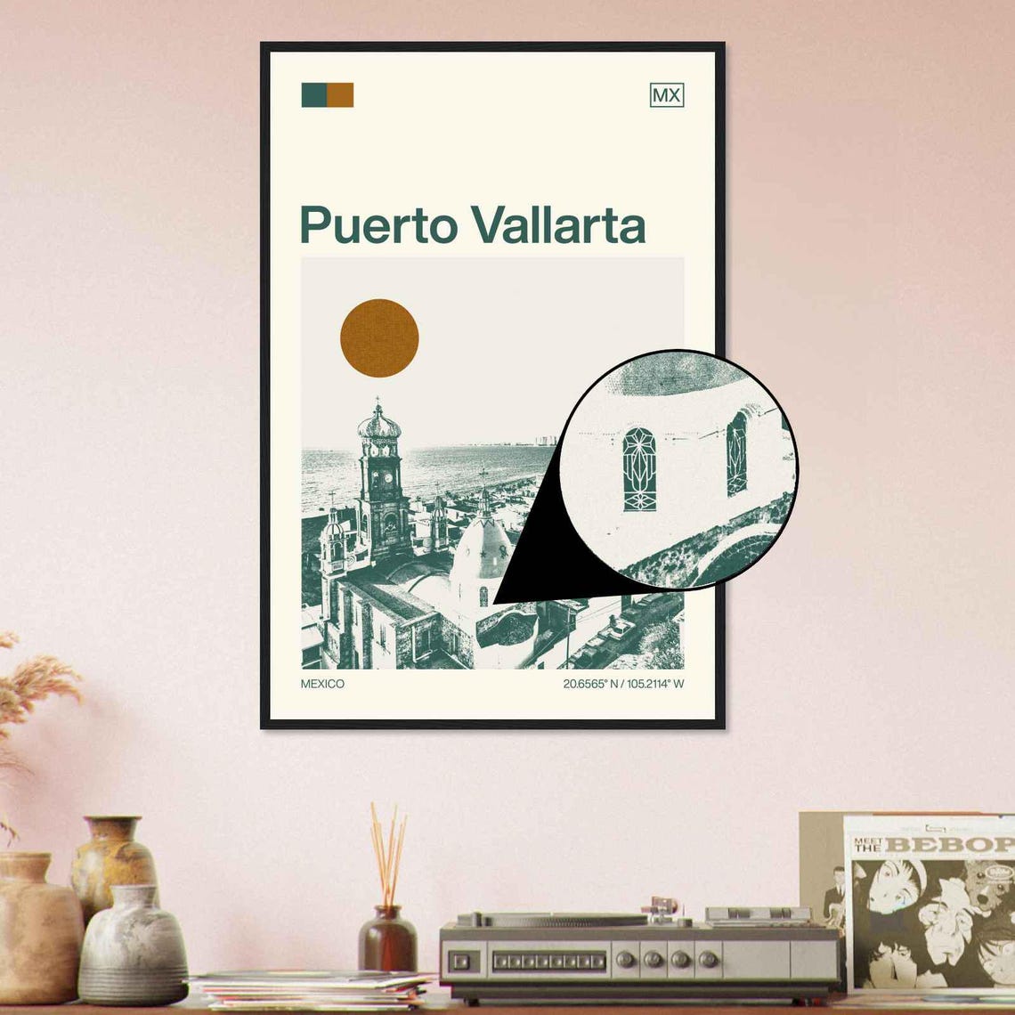 Puerto Vallarta Mexico Minimalist Monochrome Travel Photo Poster - Image 4