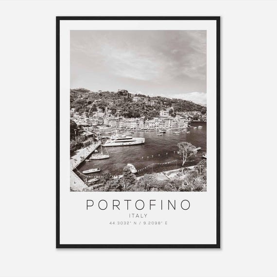 Portofino Italy Travel Photo Poster, Minimalist Print