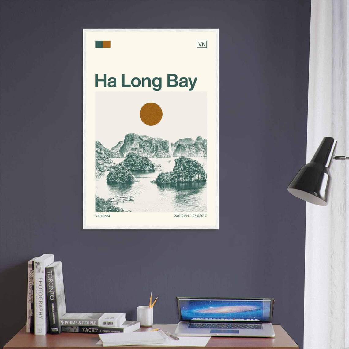 Ha Long Bay Vietnam Karst Islands Boat Minimalist Travel Poster - Image 3