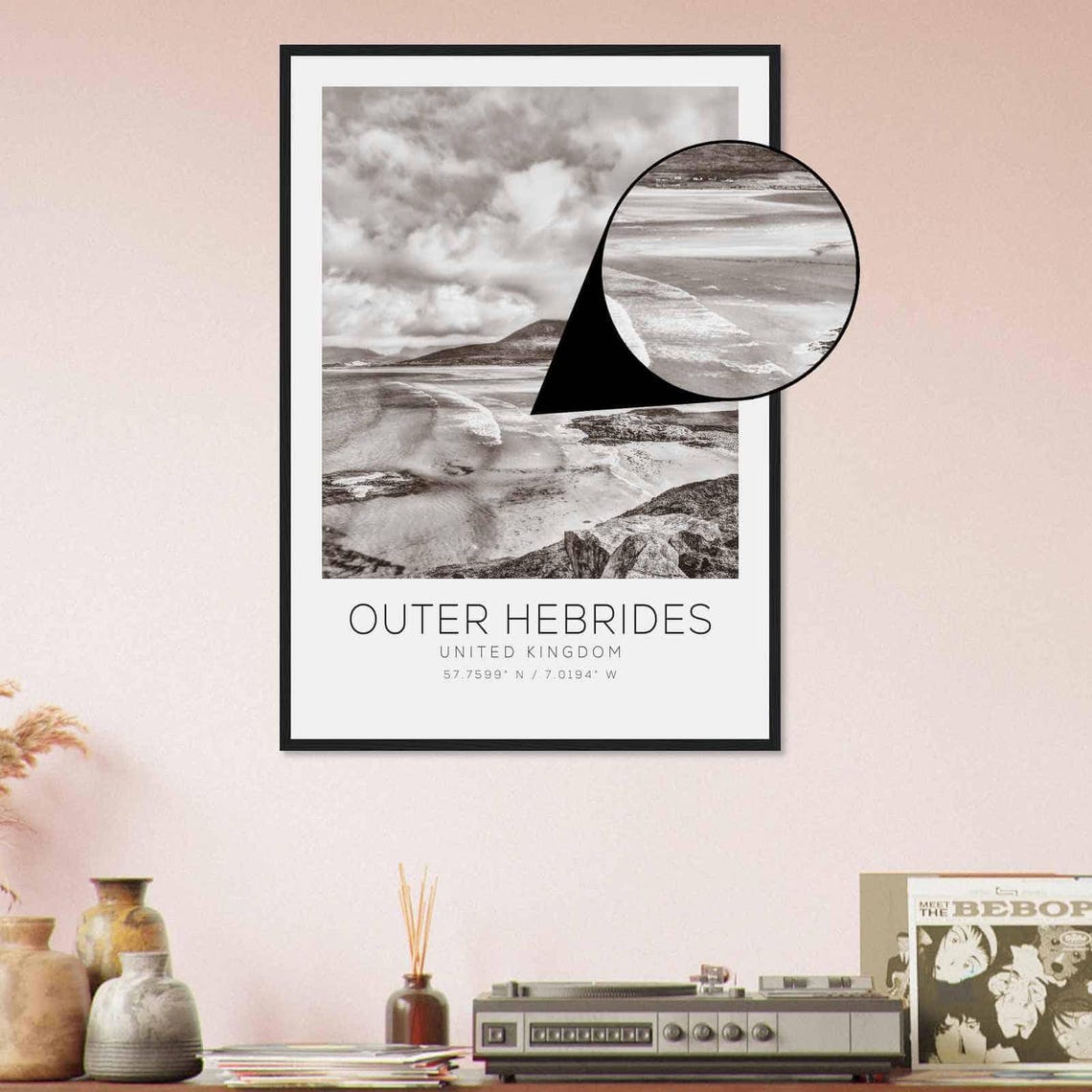 Outer Hebrides United Kingdom Tidal Shore Black White Photo Poster - Image 4