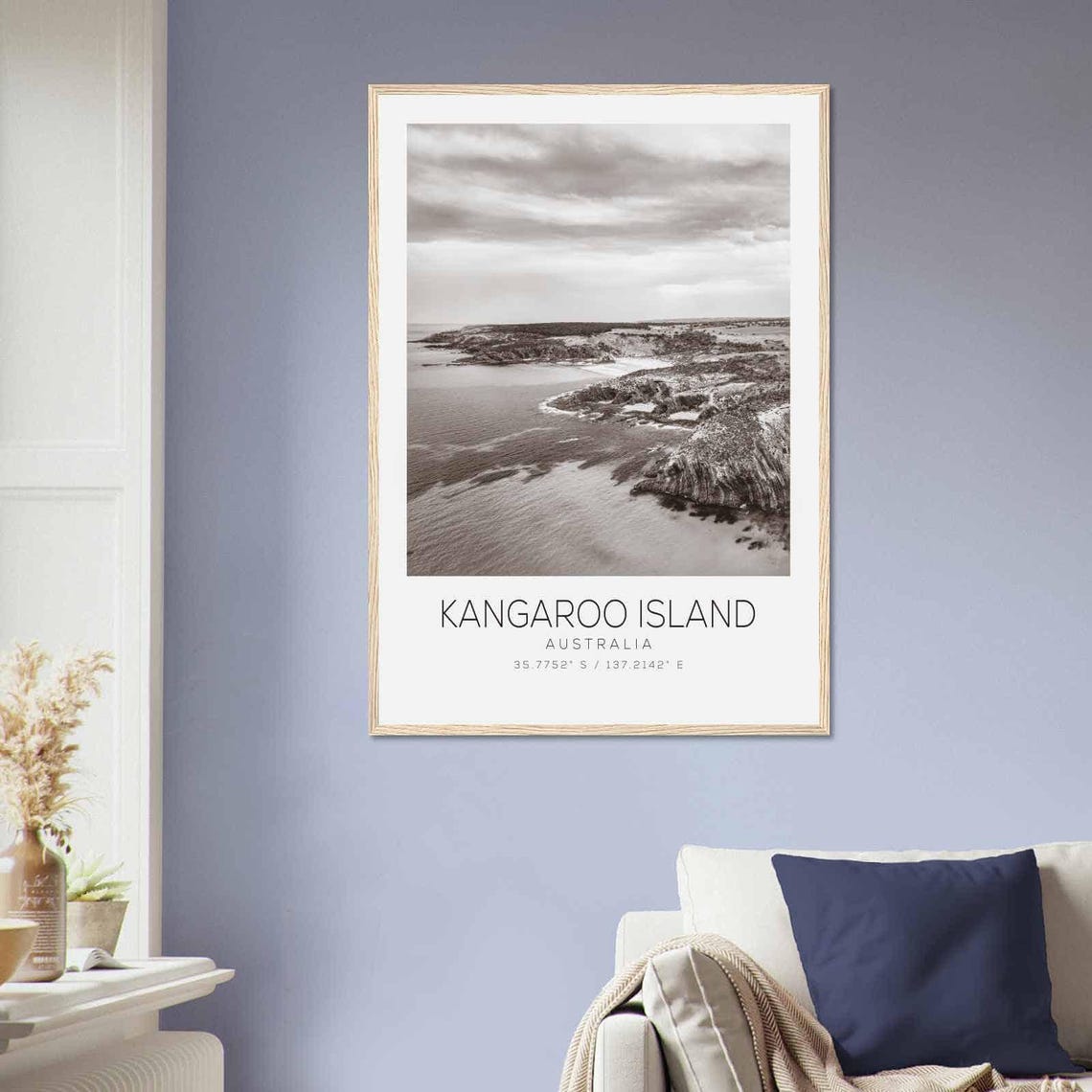 Kangaroo Island Australia Black White Rocky Coastline Poster - Image 2