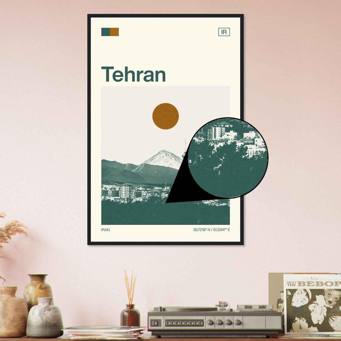 Tehran Iran Milad Tower Snowcapped Damavand Vintage Travel Poster - Image 4