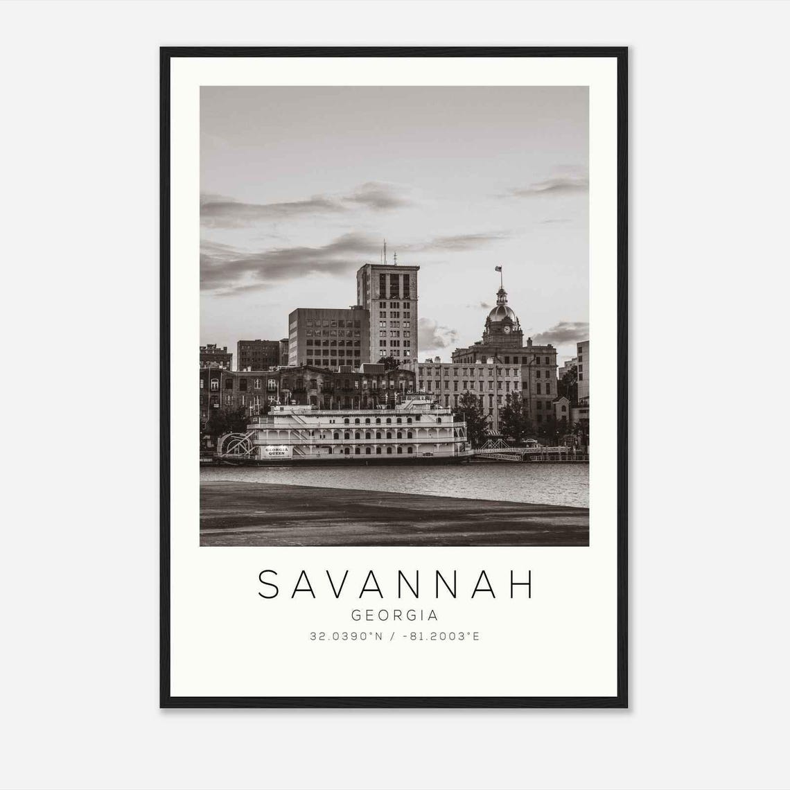 Savannah Georgia Riverboat Waterfront View Minimalist Photo Poster