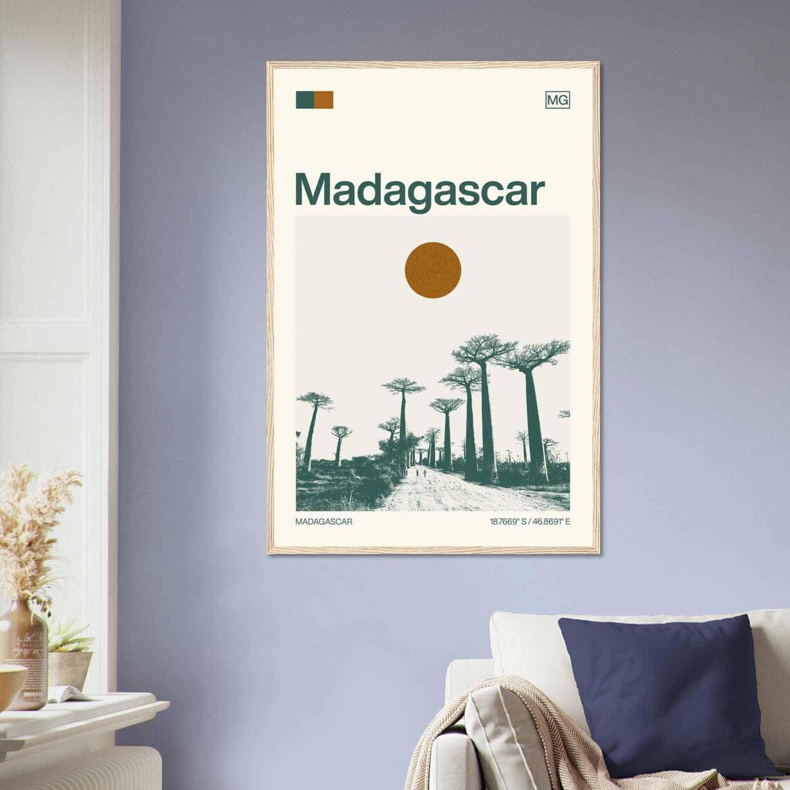 Madagascar Modern Minimalist Baobab Trees Dirt Road Art Poster - Image 2