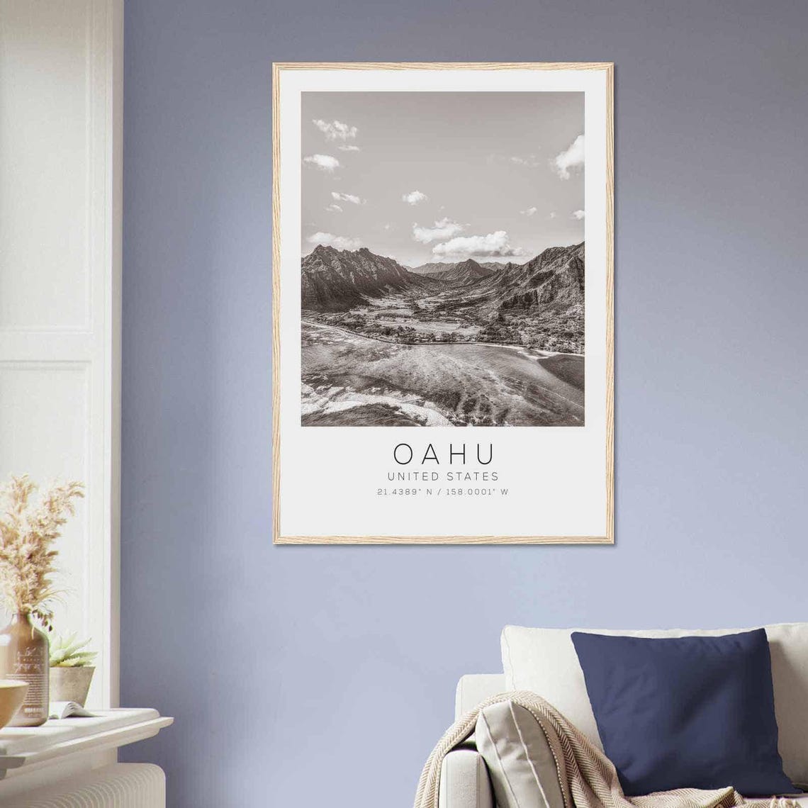 Oahu United States Travel Photo Poster Bw Oahu Travel Print Minimalist Travel Poster Print - Image 2