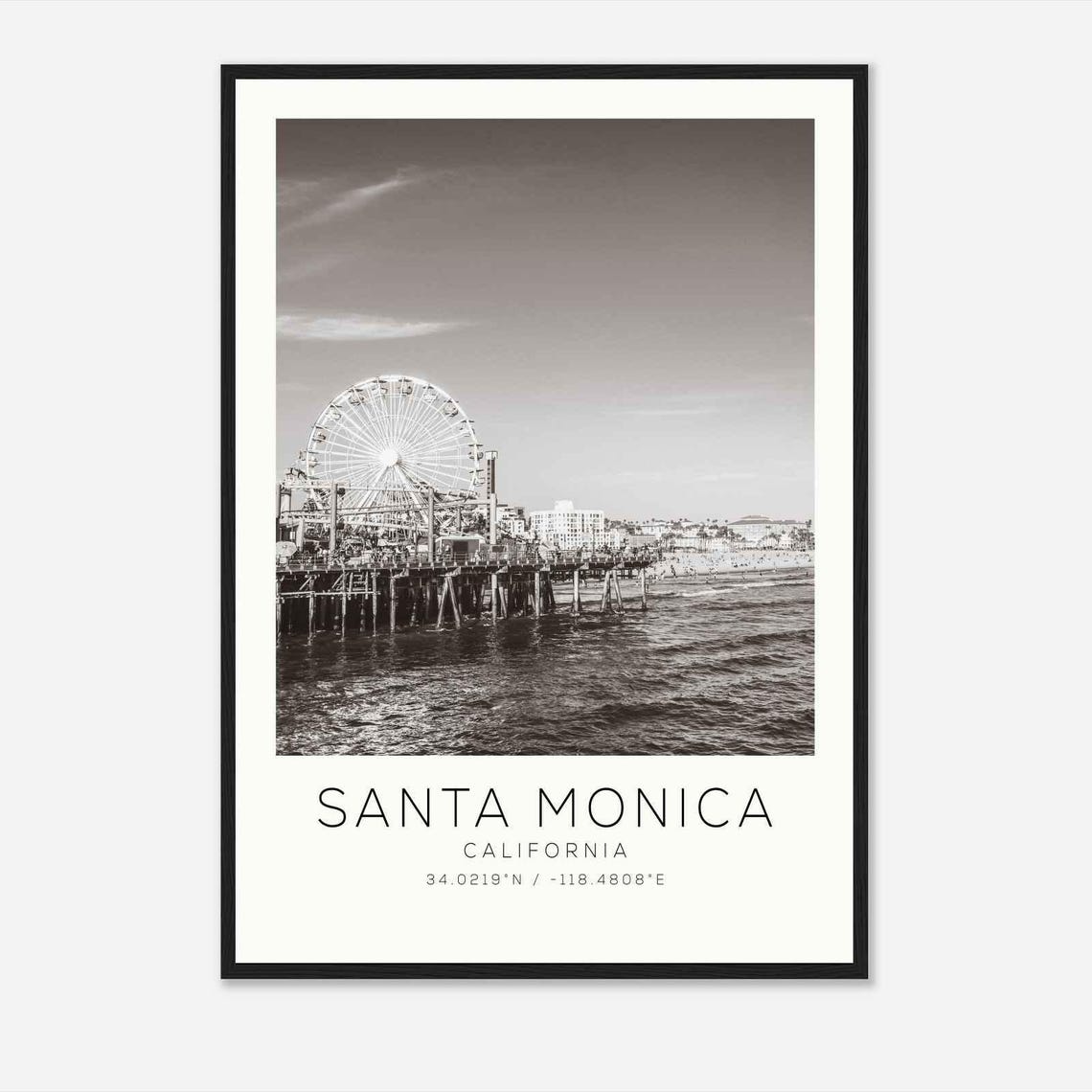 Santa Monica California Pier Ferris Wheel Minimalist Photo Poster