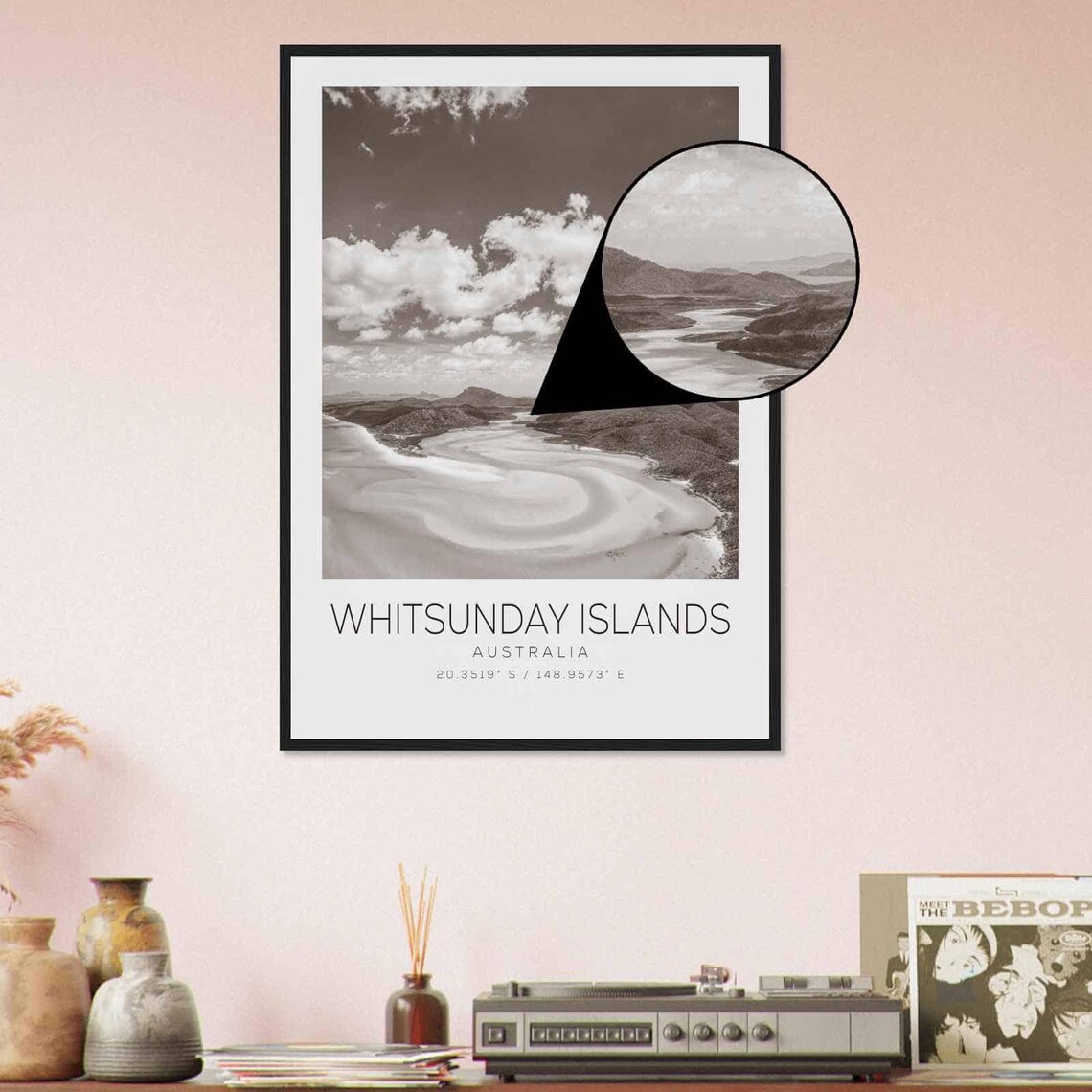 Whitsunday Islands Australia Travel Photo Poster Bw Whitsunday Islands Travel Print Minimalist Travel Poster Print - Image 4