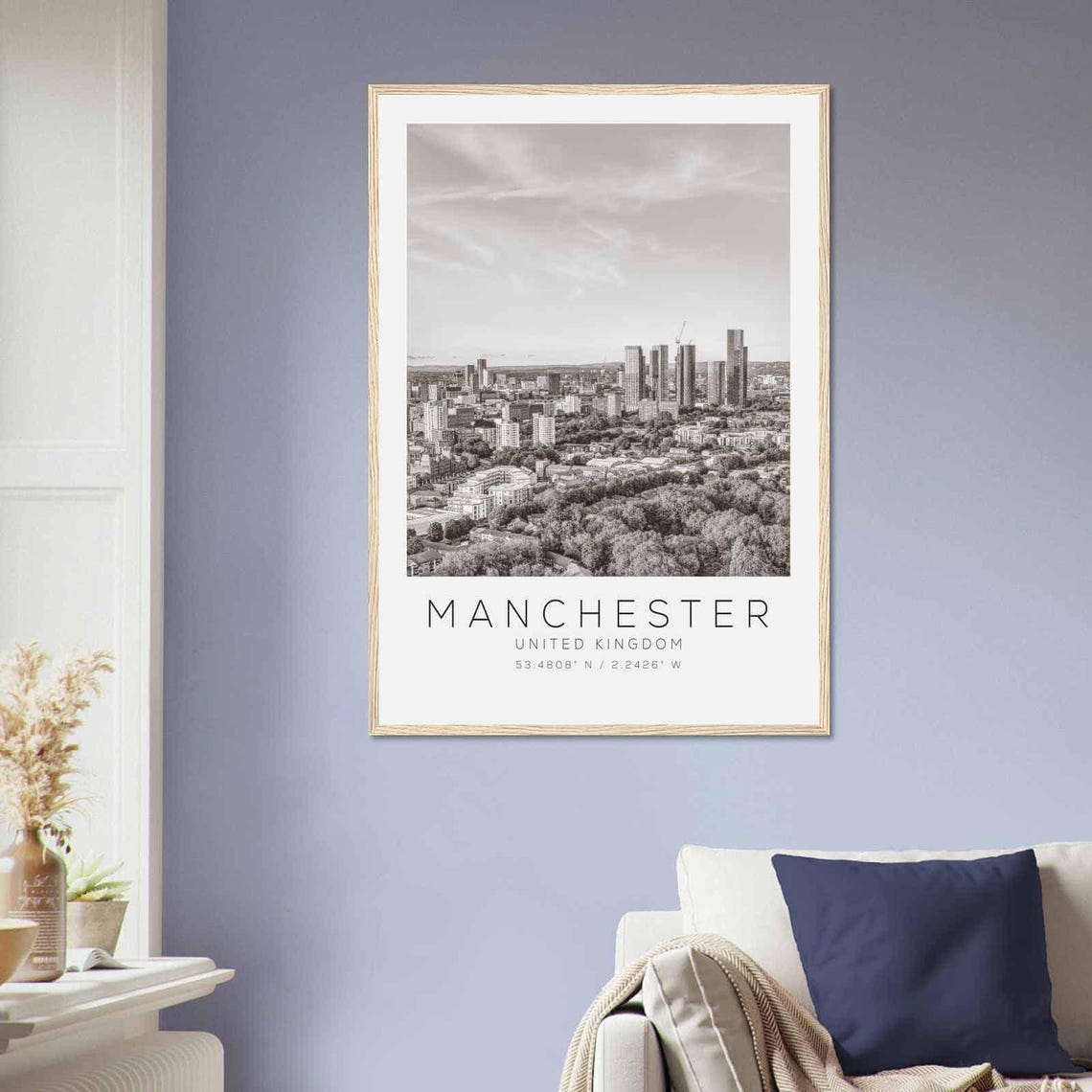 Manchester United Kingdom Travel Photo Poster Bw Manchester Travel Print Minimalist Travel Poster Print - Image 2