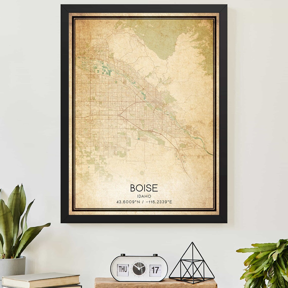 Vintage Boise Idaho Map Art Print, Travel Poster