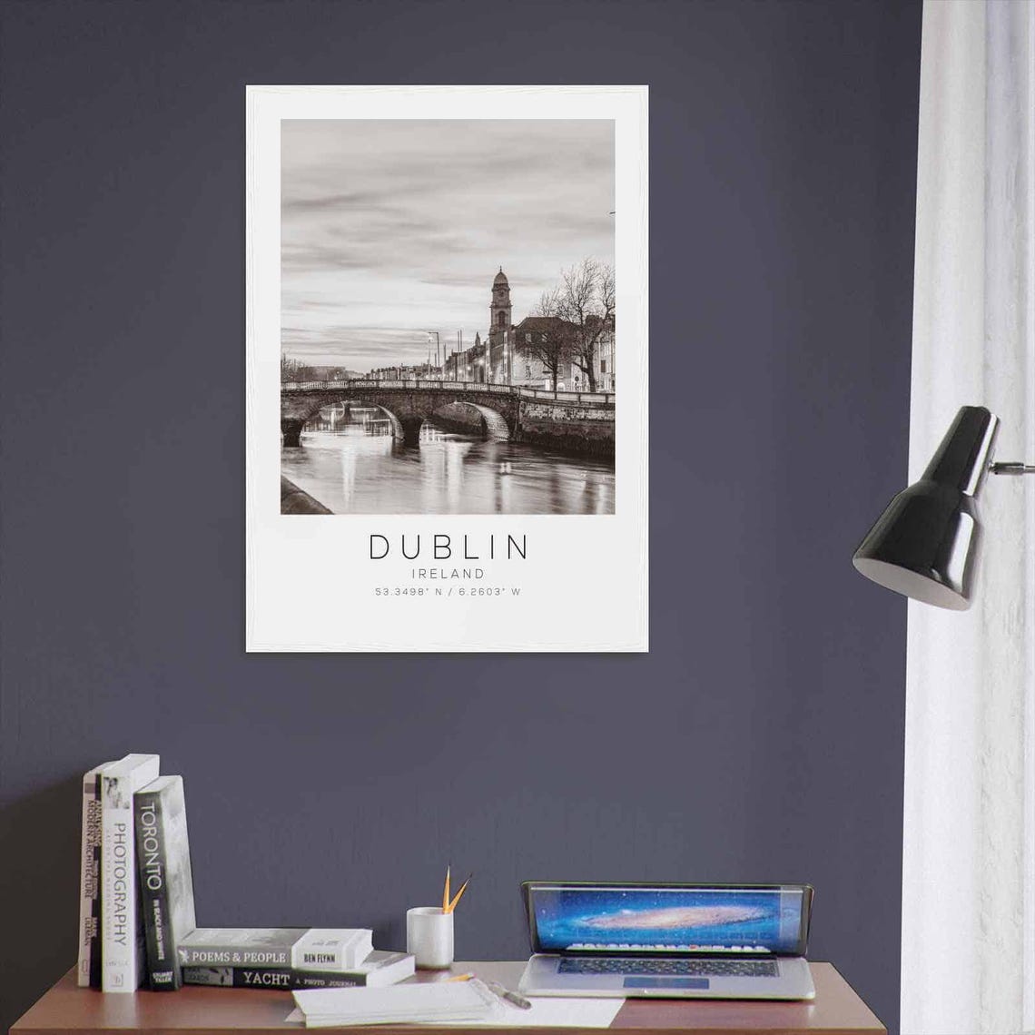 Dublin Ireland Black And White River Bridge Photography Poster - Image 3