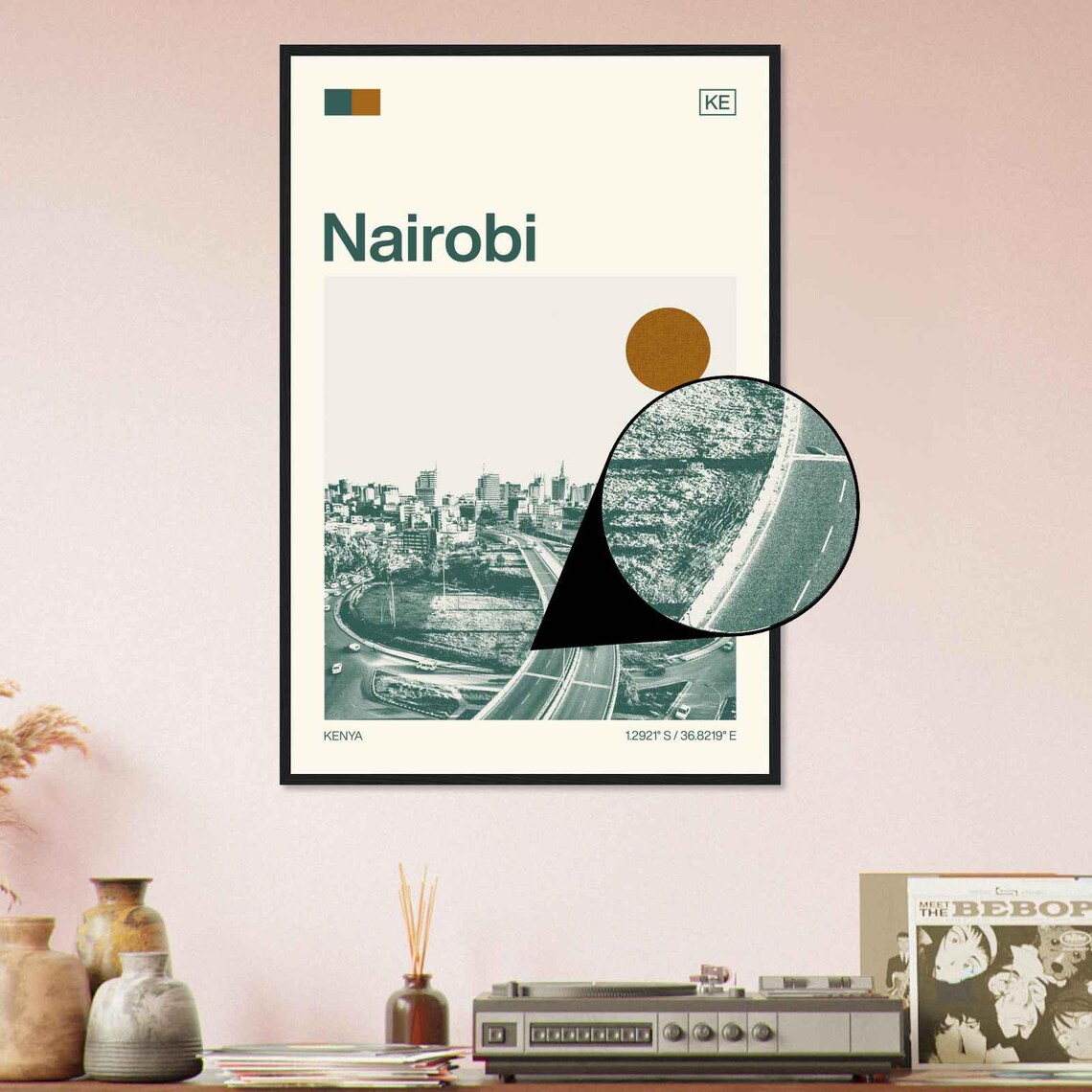 Nairobi Kenya Modern Minimalist City Highway Travel Art Poster - Image 4