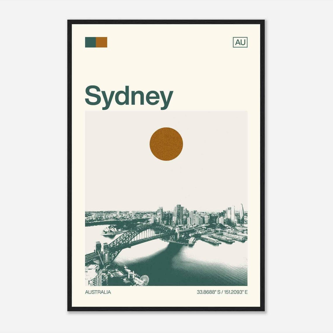 Sydney Australia Harbor Bridge Opera House Vintage Travel Poster