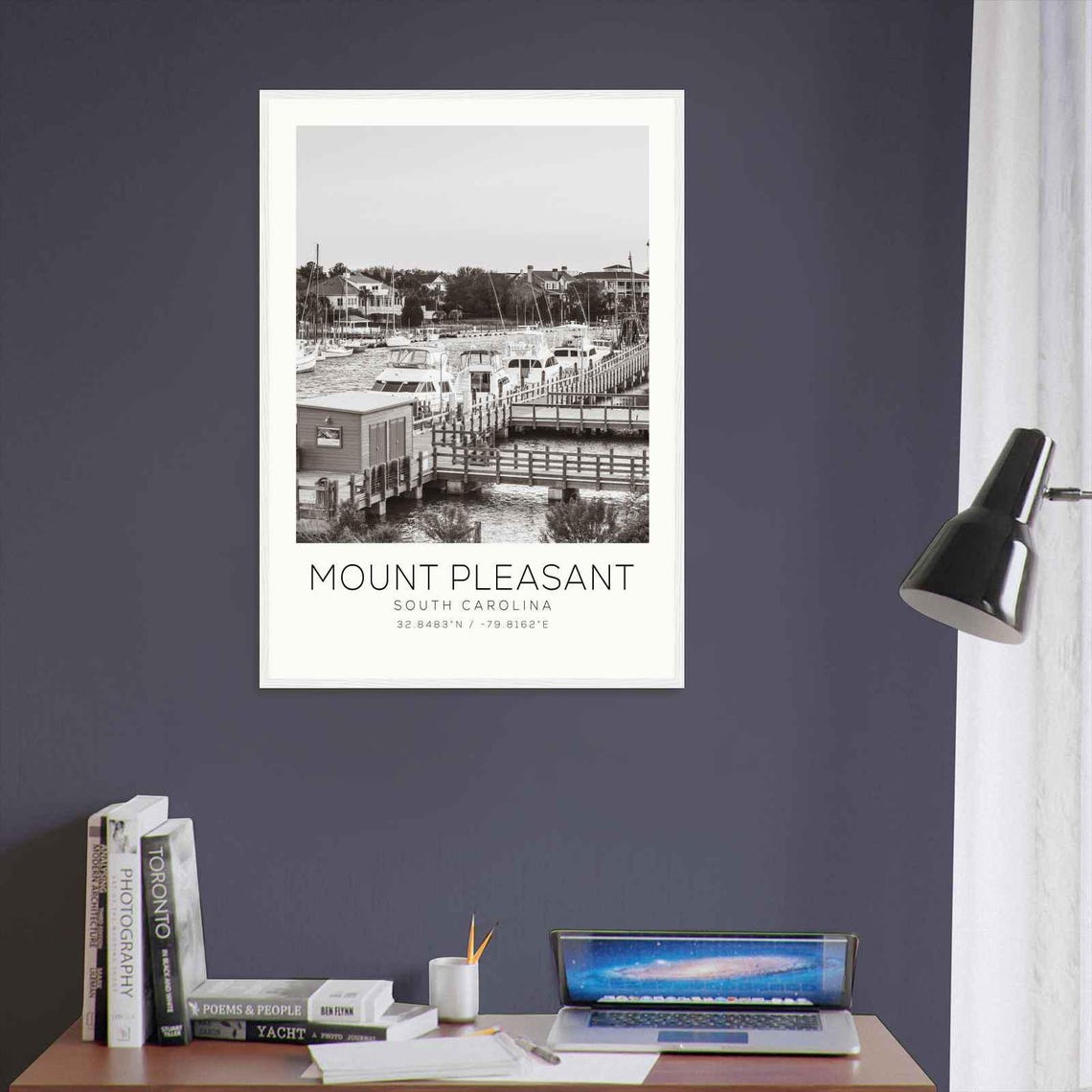 Mount Pleasant South Carolina Waterfront Marina Travel Poster - Image 3