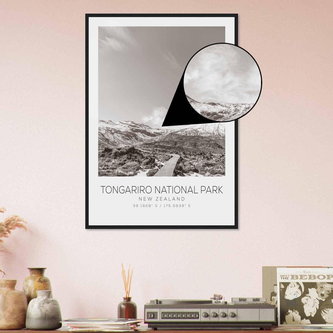 Tongariro National Park New Zealand Travel Photo Poster Bw Tongariro National Park Travel Print Minimalist Travel Poster Print - Image 4