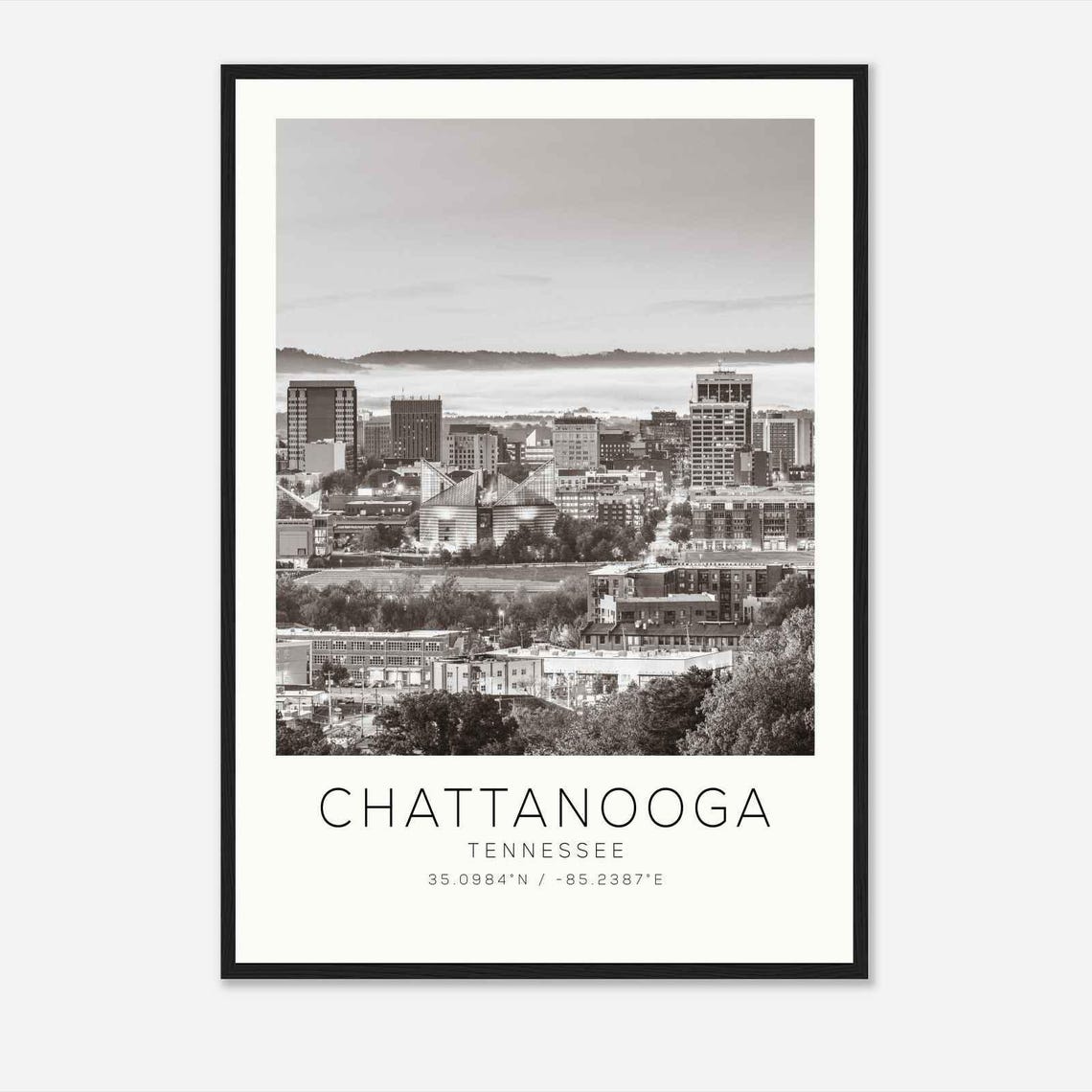 Chattanooga Tennessee Downtown Skyline Glass Pyramid Roofs Poster