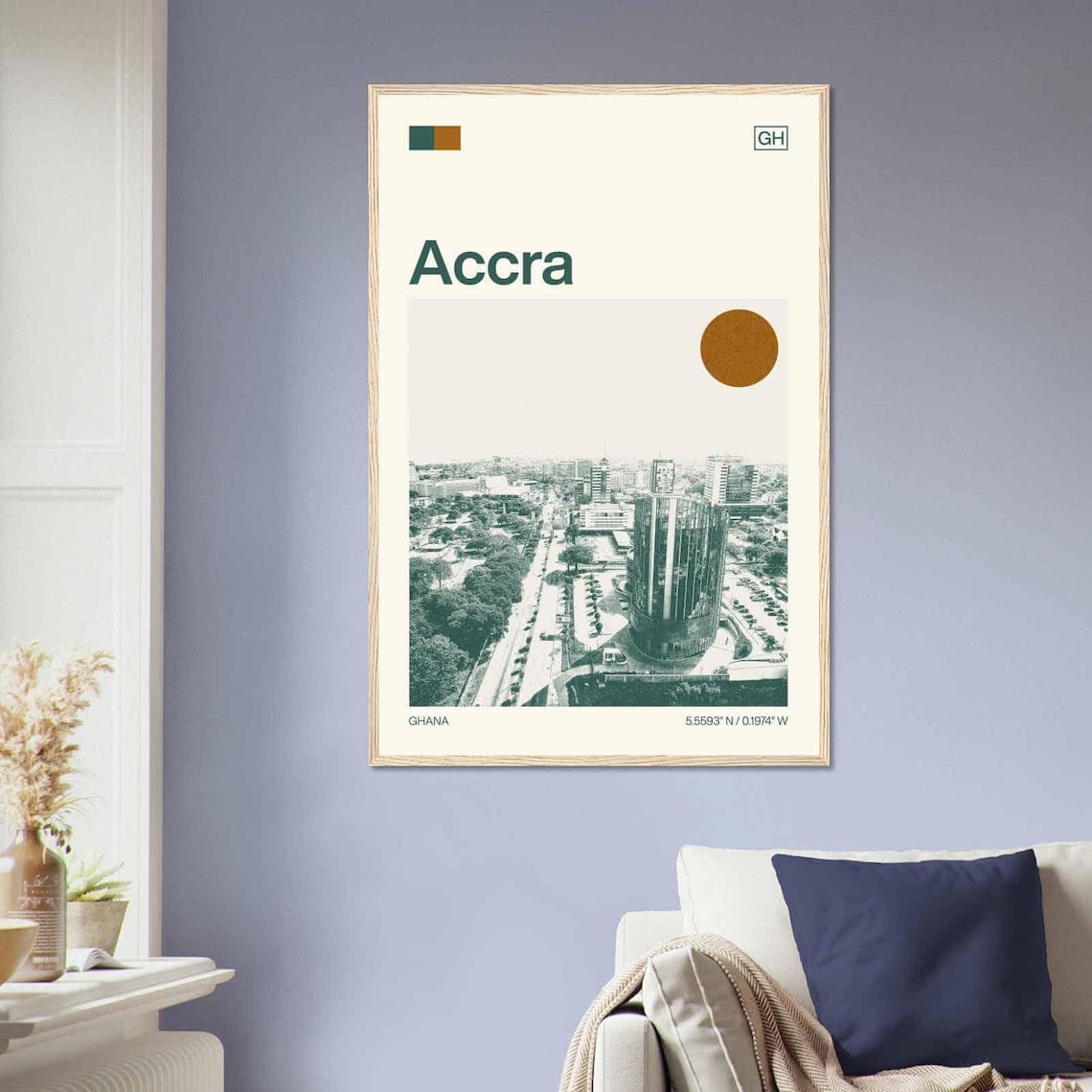 Accra Ghana Capital City Skyline Vintage Style Travel Poster - Image 2