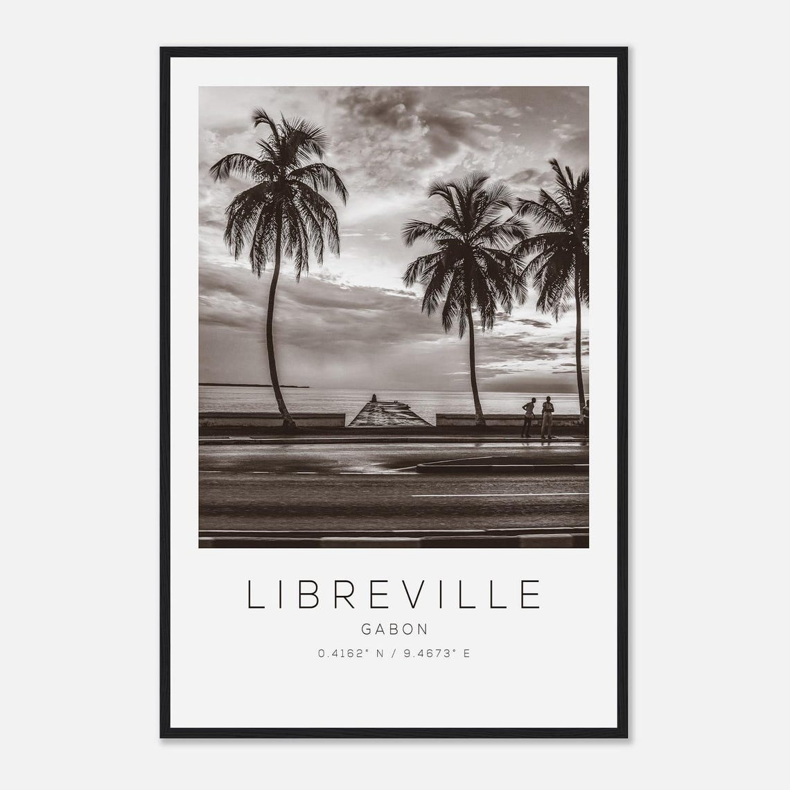 Libreville Gabon Palm Tree Beachfront Travel Photo Art Poster