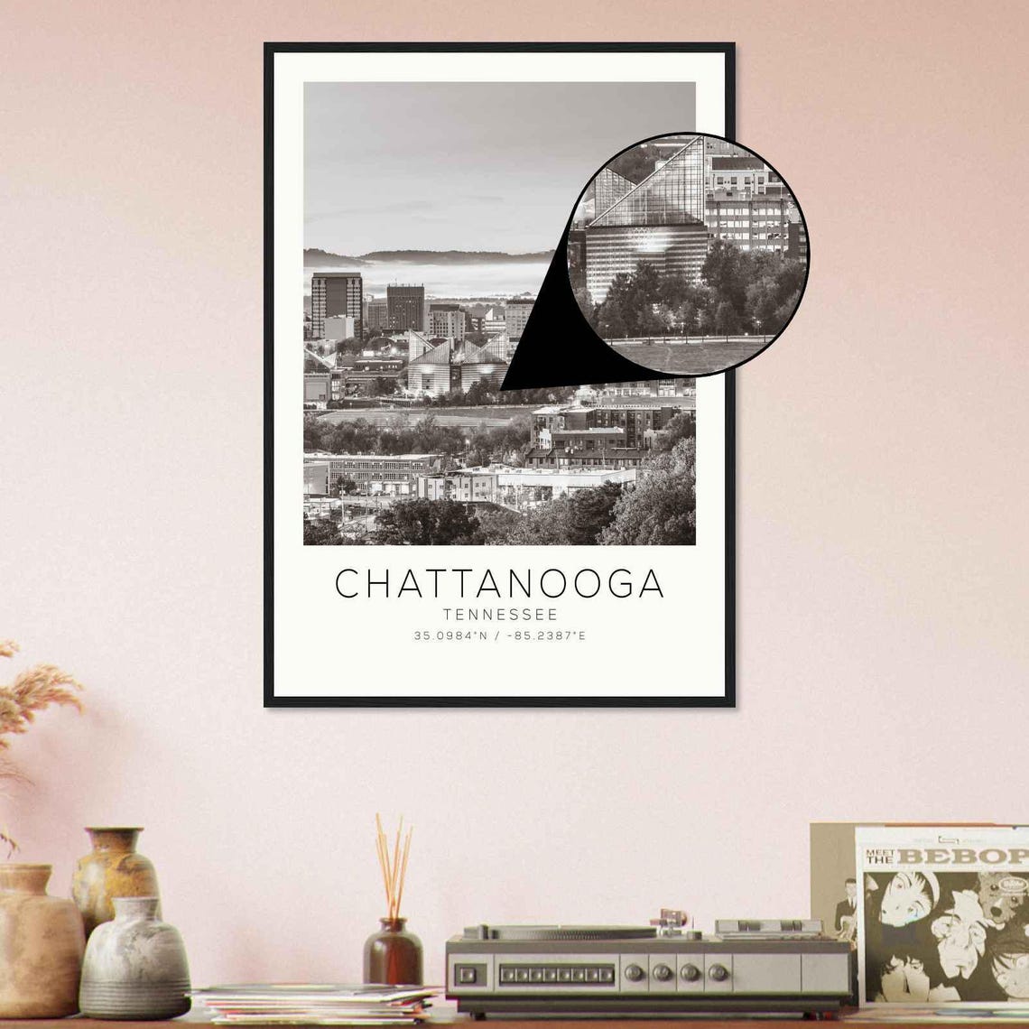 Chattanooga Tennessee Downtown Skyline Glass Pyramid Roofs Poster - Image 4