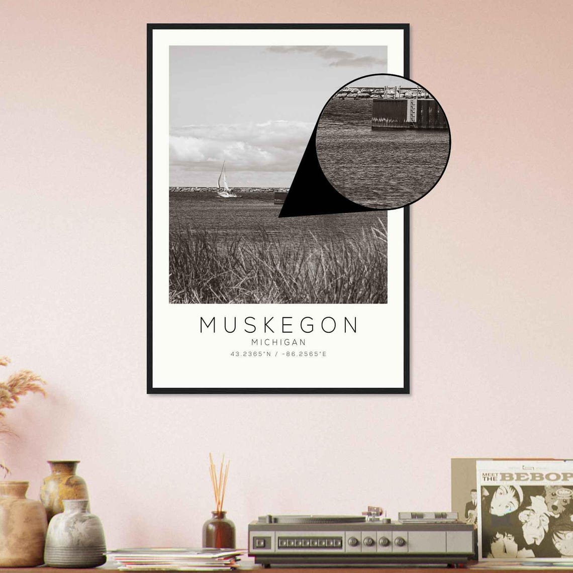 Muskegon Michigan Photo Travel Poster Muskegon Travel Print Minimalist Travel Print Ds2 - Image 4