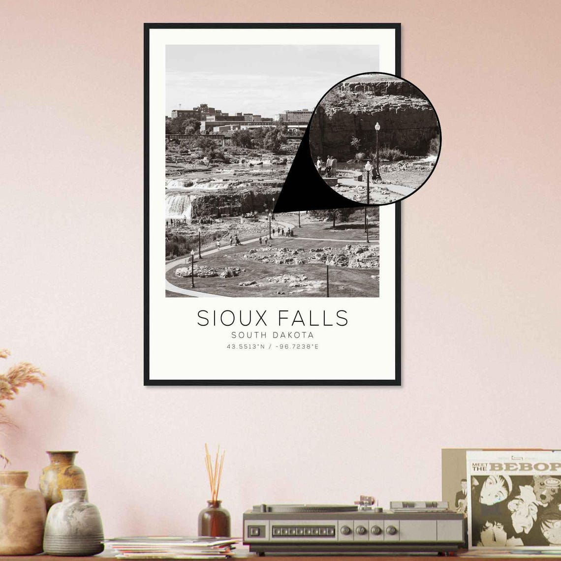 Sioux Falls South Dakota Falls Park Waterfall Minimalist Photo Poster - Image 4