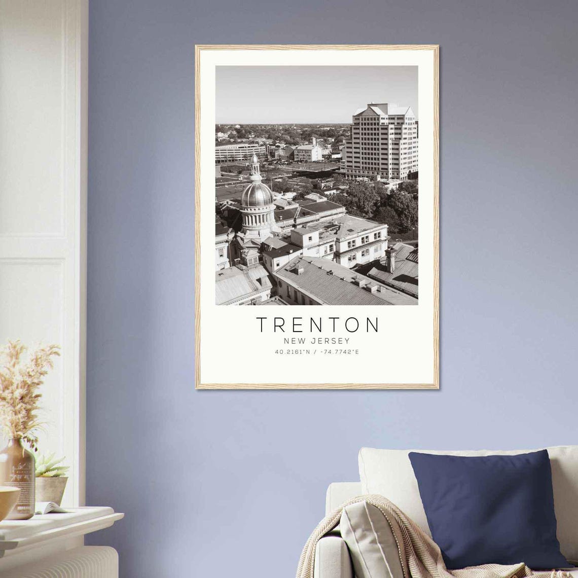 Trenton New Jersey State House Dome Aerial Minimalist Photo Poster - Image 2