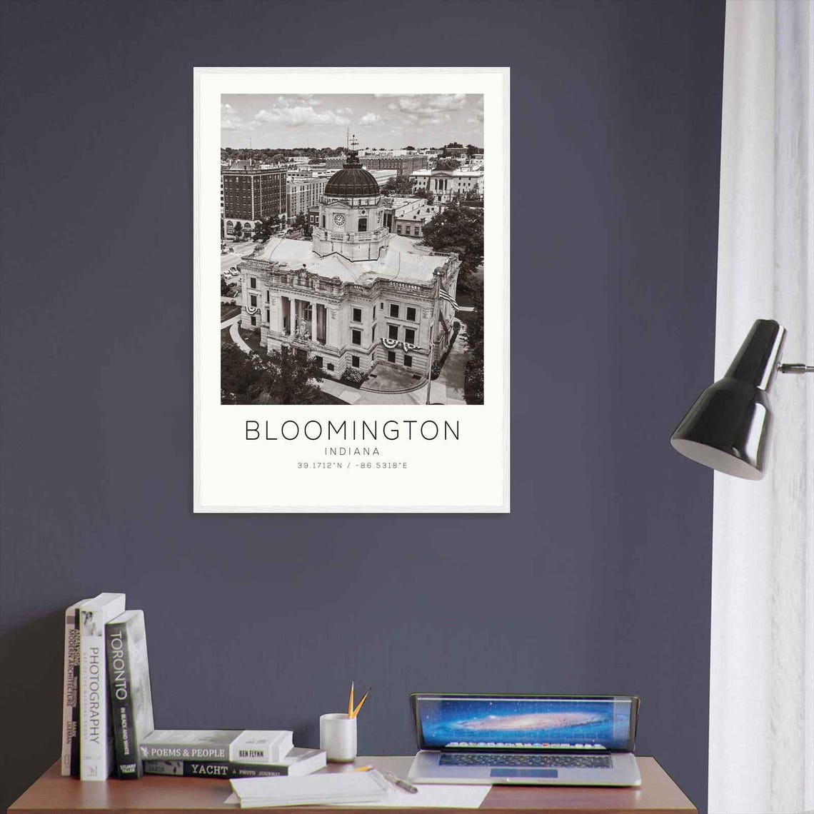Bloomington Indiana Historic Courthouse Dome Black White Travel Poster - Image 3
