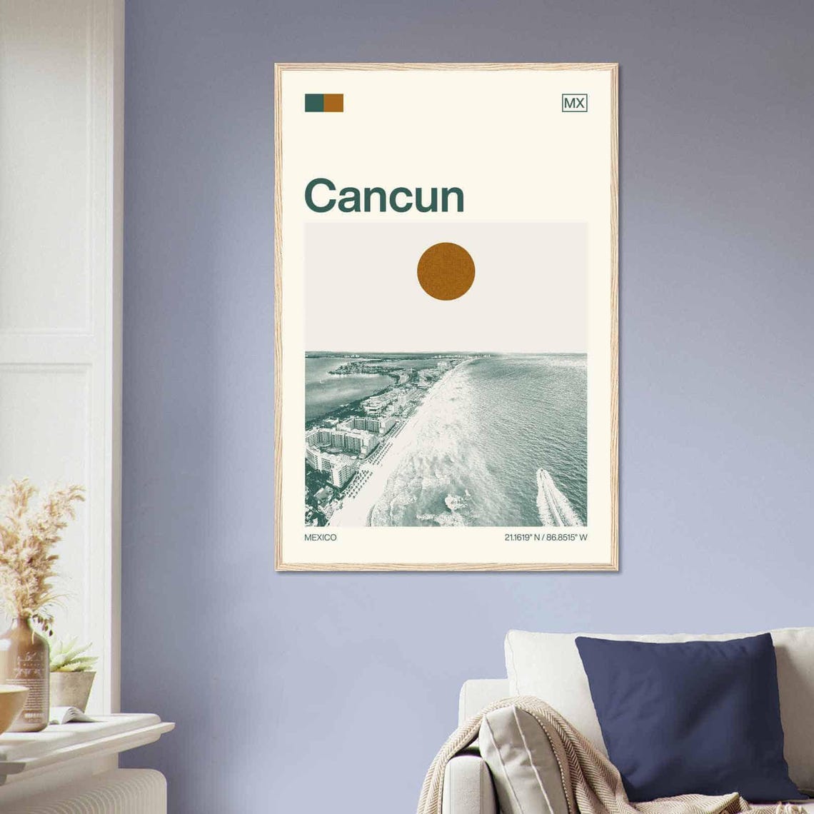 Cancun Mexico Minimalist Monochrome Travel Photo Poster - Image 2