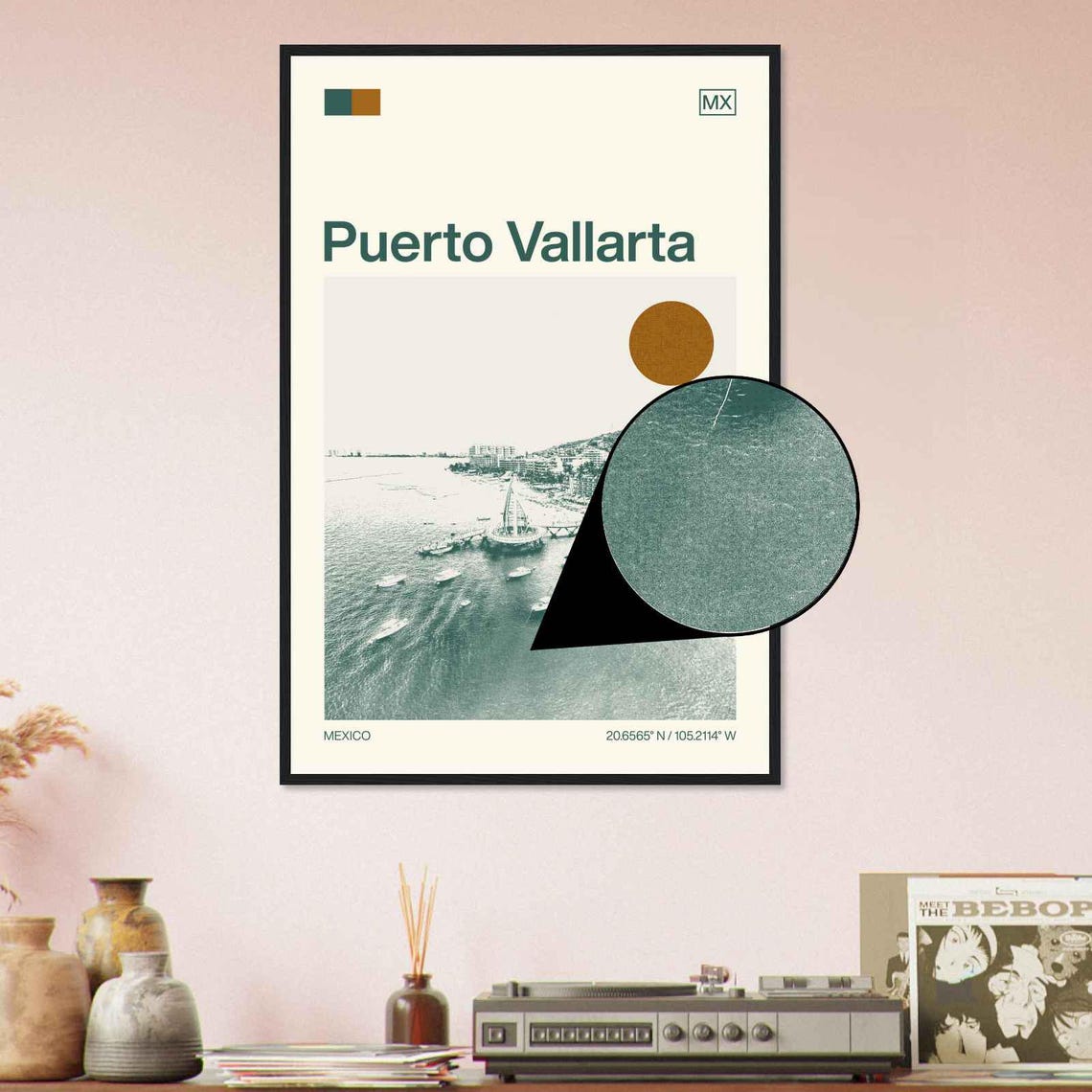 Puerto Vallarta Mexico Minimalist Monochrome Travel Photo Poster - Image 4