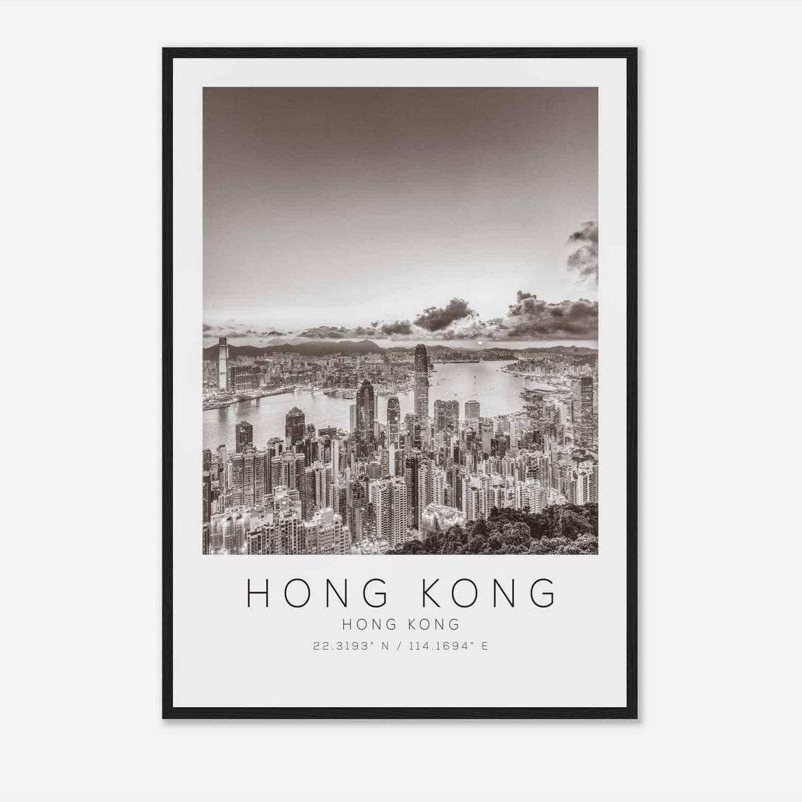 Hong Kong Hong Kong Travel Photo Poster Bw Hong Kong Travel Print Minimalist Travel Poster Print