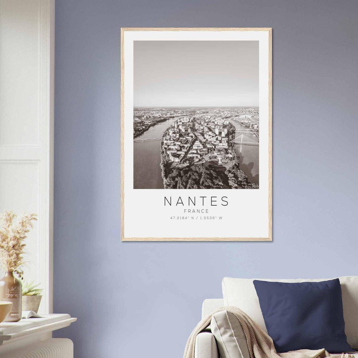 Nantes France Travel Photo Poster Bw Nantes Travel Print Minimalist Travel Poster Print - Image 2