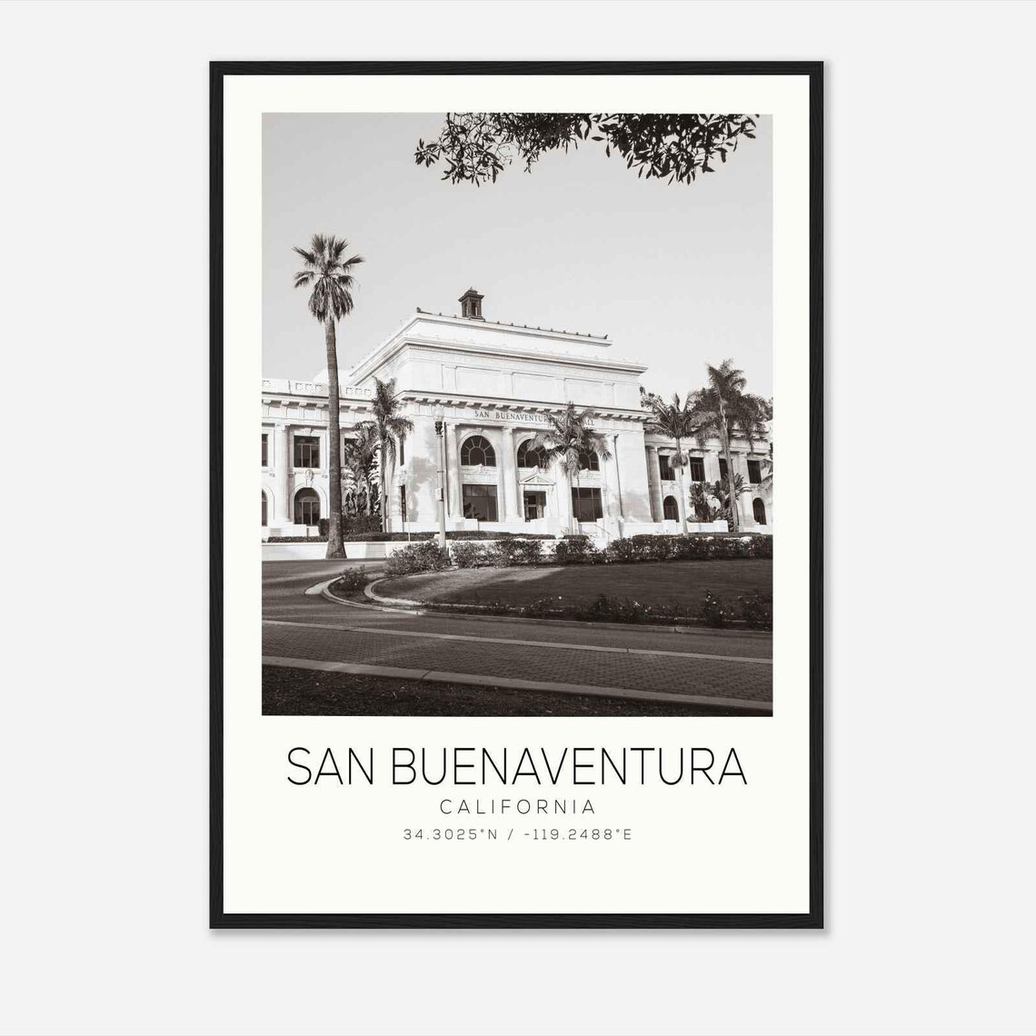 San Buenaventura California City Hall Palm Trees Photo Poster