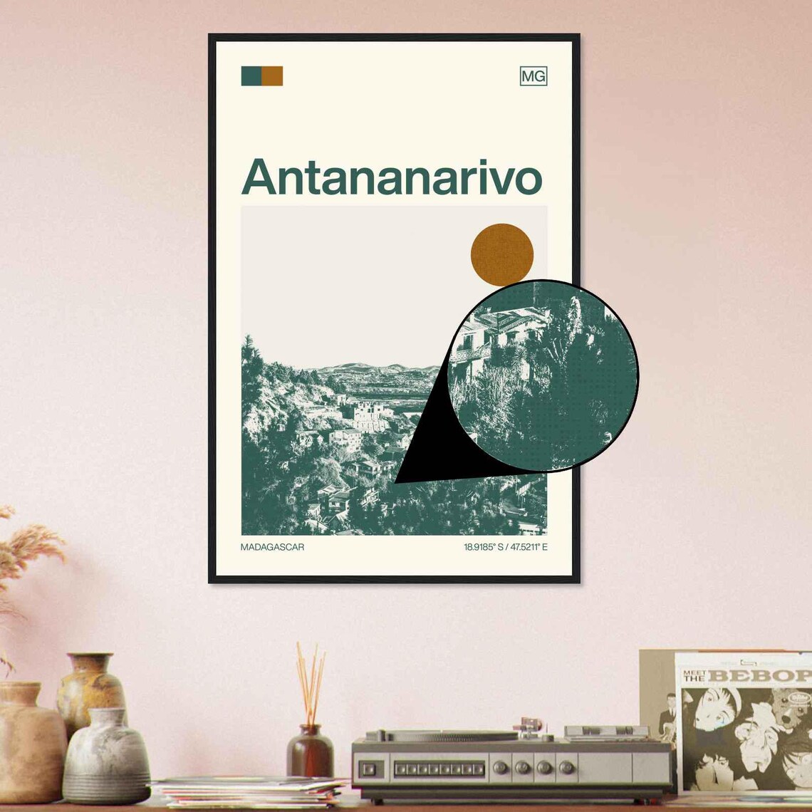 Antananarivo Madagascar Hillside City View Duotone Travel Poster - Image 4