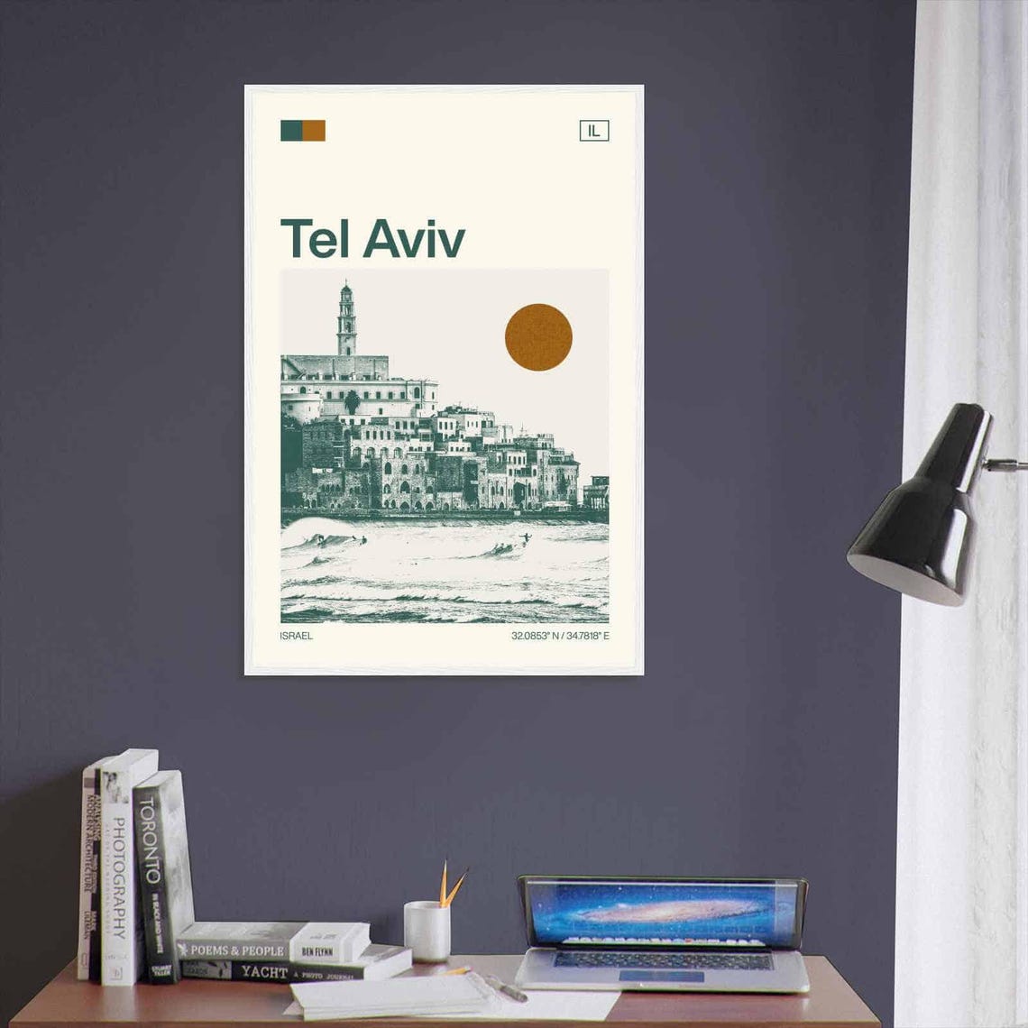 Tel Aviv Israel Old Jaffa Coast Surfers Vintage Travel Poster - Image 3