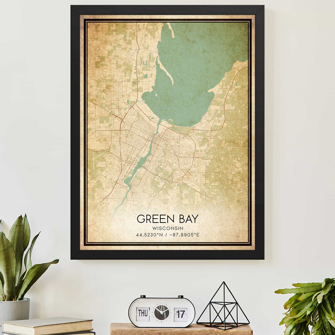 Green Bay Wisconsin Vintage Map Art Print