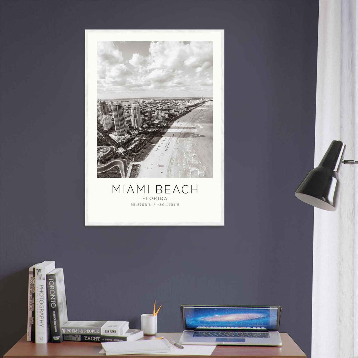 Miami Beach Florida Aerial Beachfront Minimalist Travel Poster - Image 3
