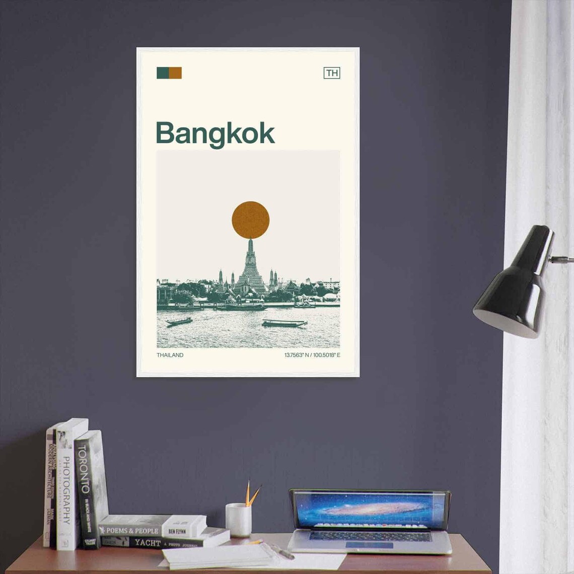 Bangkok Thailand Minimalist Monochrome Travel Poster - Image 3
