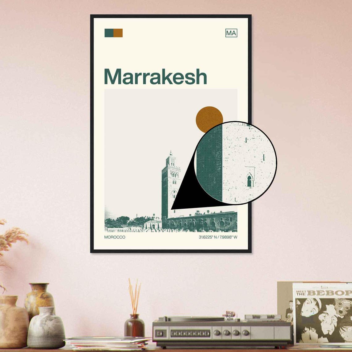 Marrakesh Morocco Modern Minimalist Historic Minaret Plaza Poster - Image 4