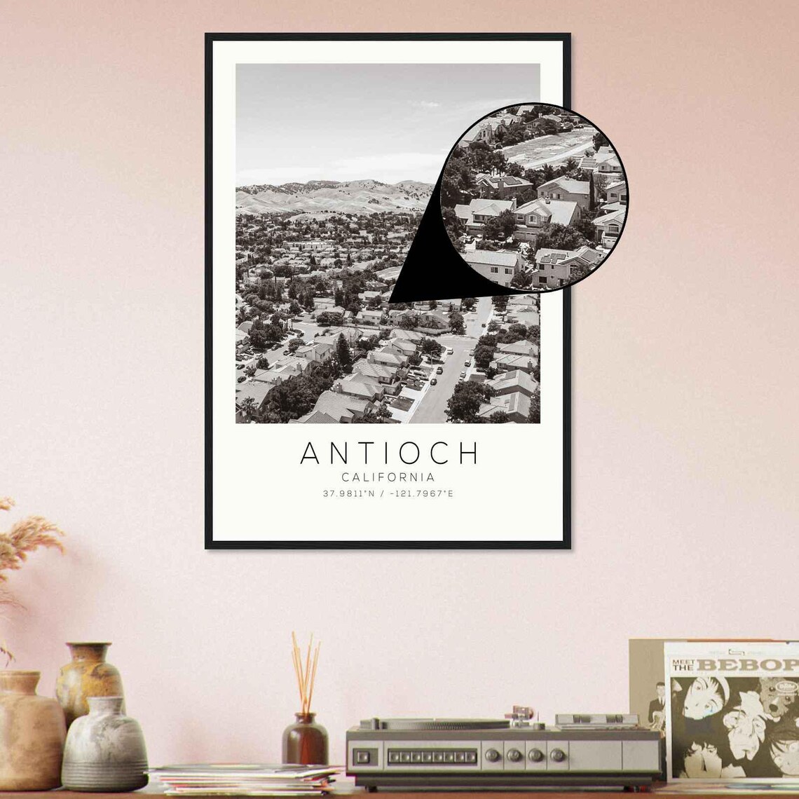 Antioch California Aerial Suburban Neighborhood Hill View Poster - Image 4