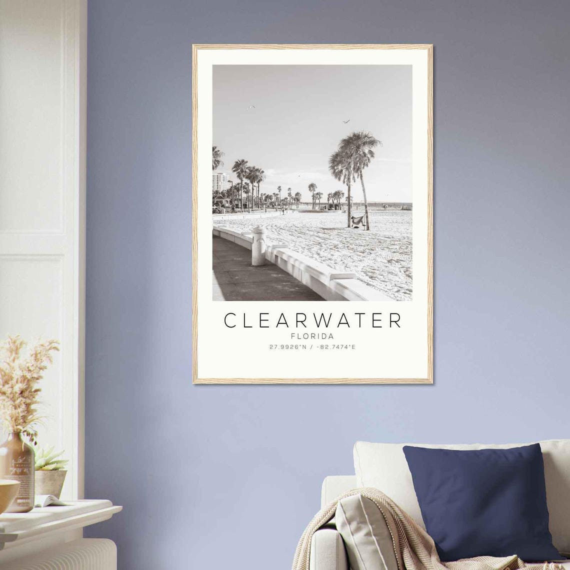 Clearwater Florida Palm Lined Beach Boardwalk White Sand Poster - Image 2