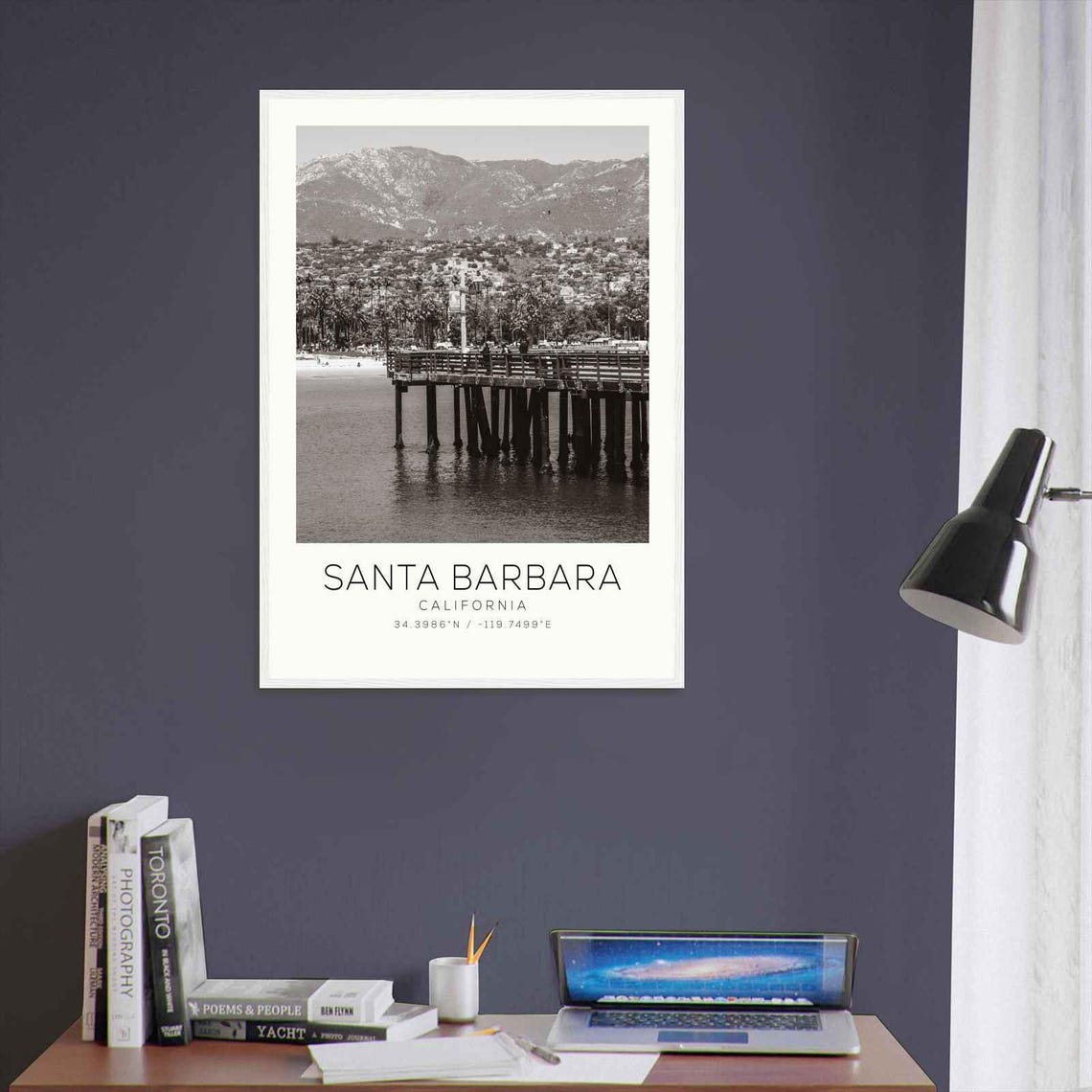 Santa Barbara California Wooden Pier Mountain View Photo Poster - Image 3