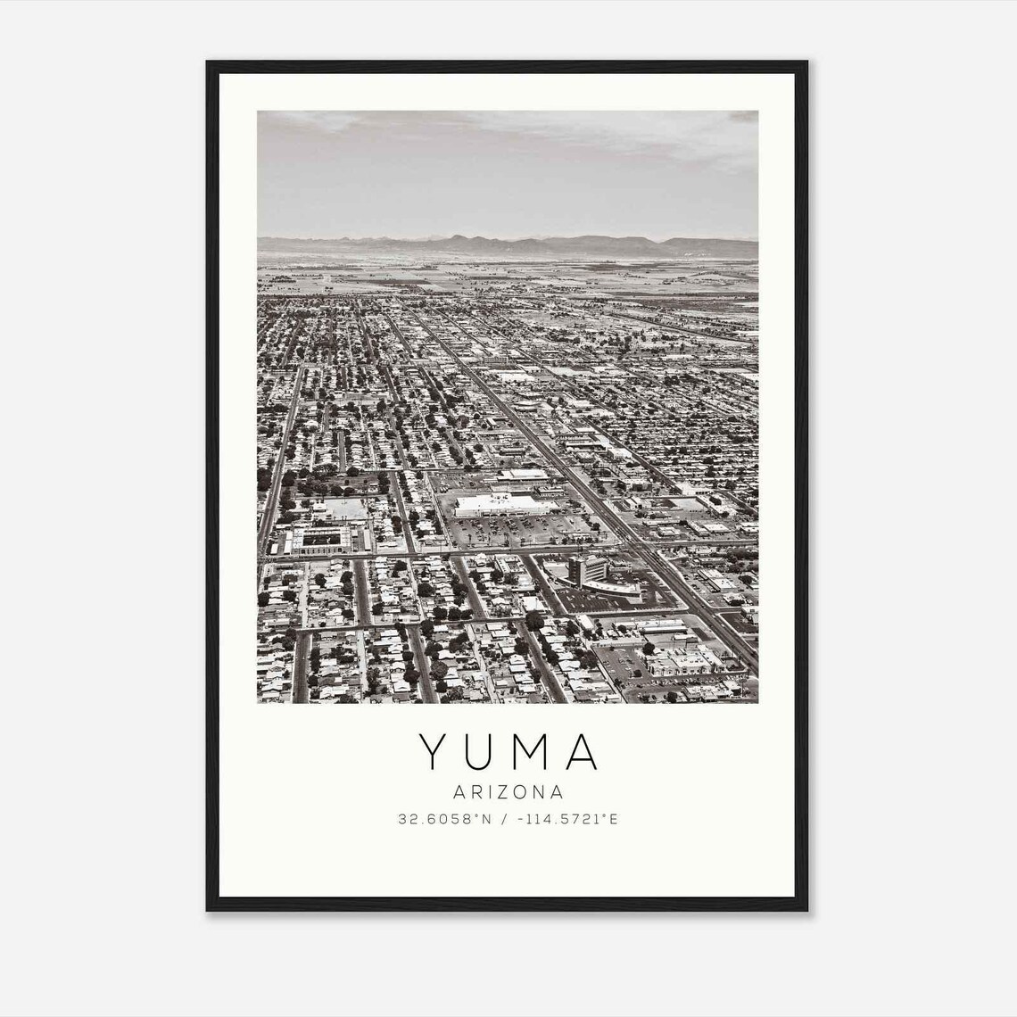 Yuma Arizona Desert City Aerial Grid Panorama Photo Travel Poster