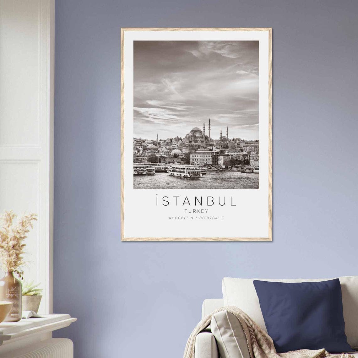 Istanbul Turkey Mosque Harbor Black and White Minimalist Travel Poster - Image 2